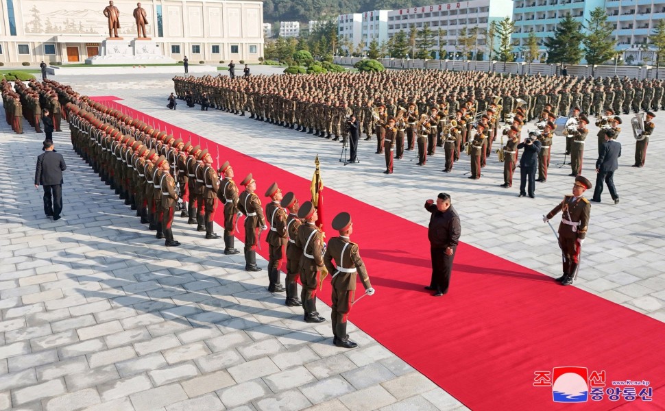 Kim Jong Un inspects the headquarters of the 2nd Corps of North Korean army, KCNA via Reuters