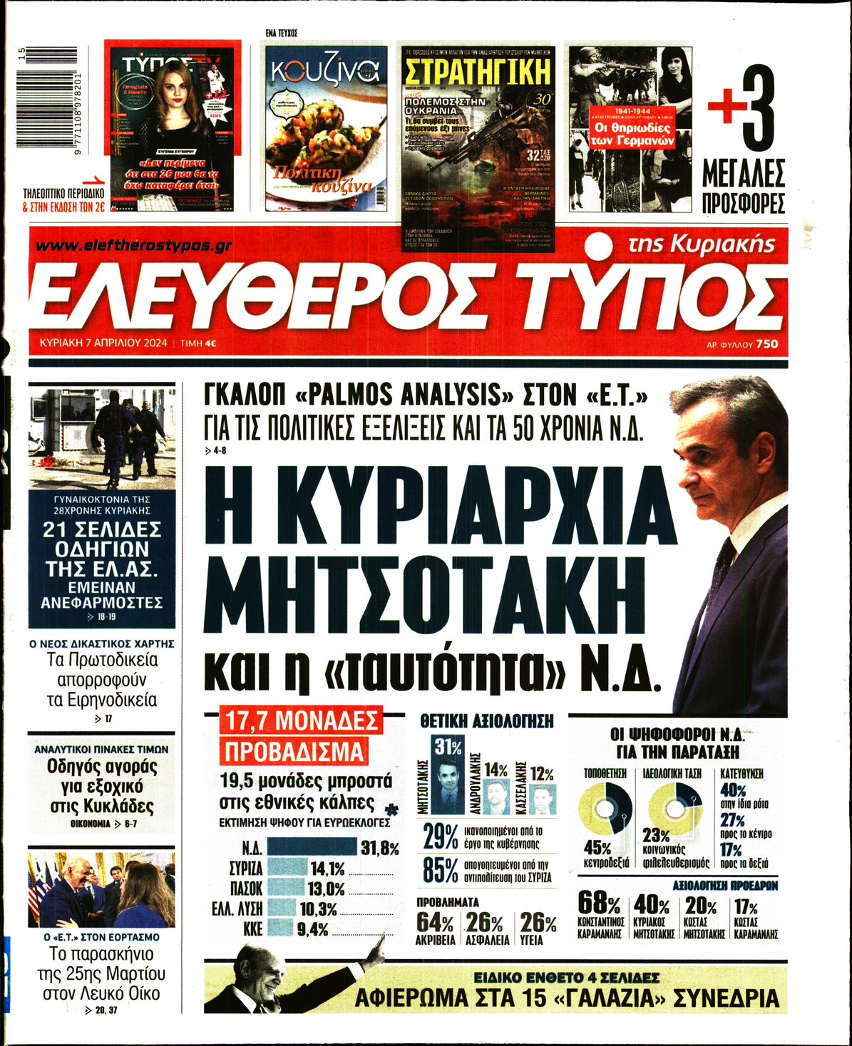 Πρωτοσέλιδο εφημερίδας ΕΛΕΥΘΕΡΟΣ ΤΥΠΟΣ  ΚΥΡΙΑΚΗΣ