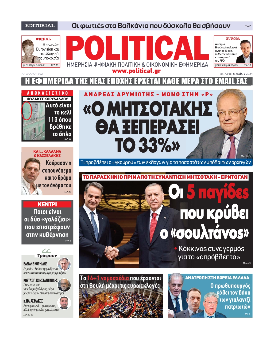 Πρωτοσέλιδο εφημερίδας POLITICAL