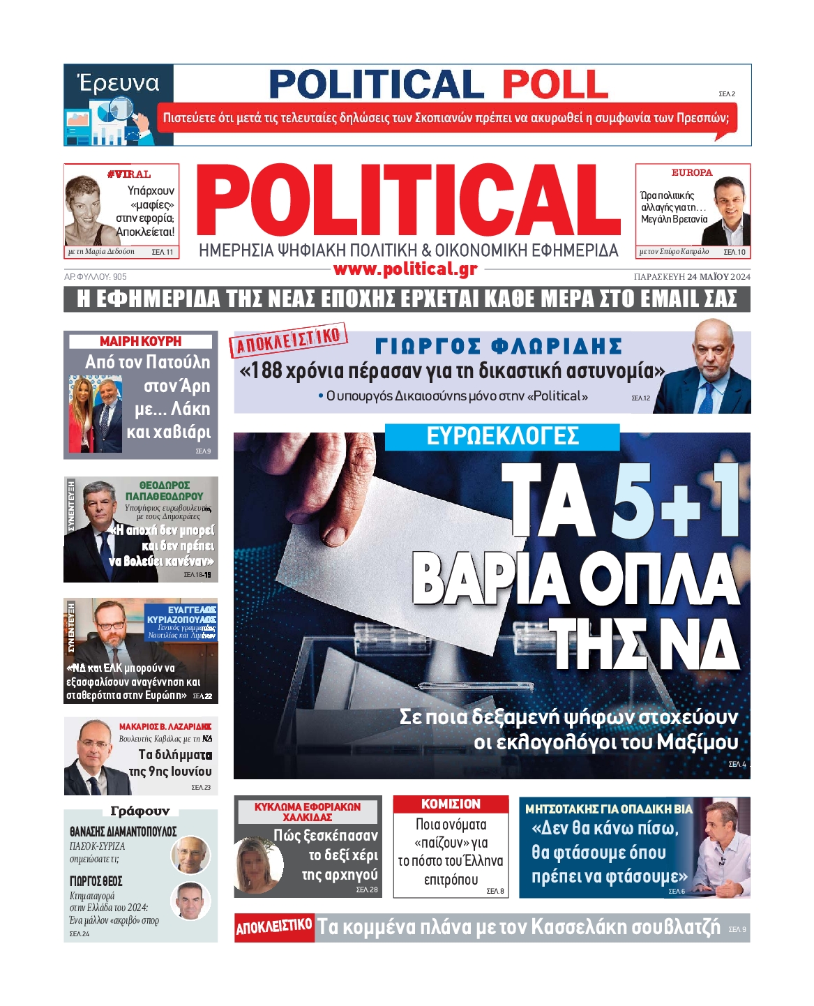 Πρωτοσέλιδο εφημερίδας POLITICAL