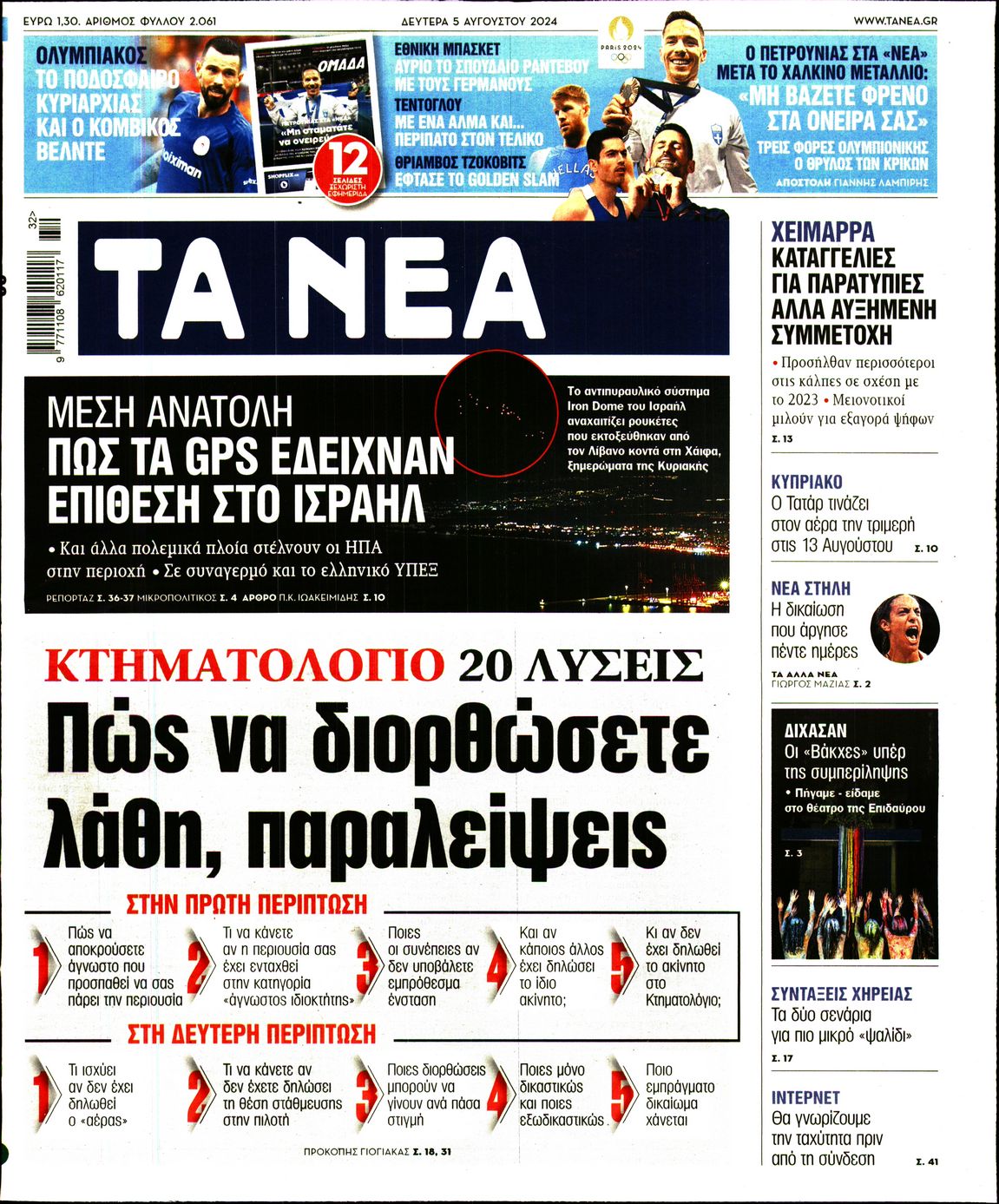 Πρωτοσέλιδο εφημερίδας ΤΑ ΝΕΑ