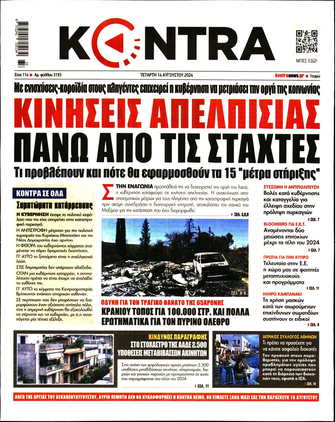 Πρωτοσέλιδο εφημερίδας KONTRA NEWS