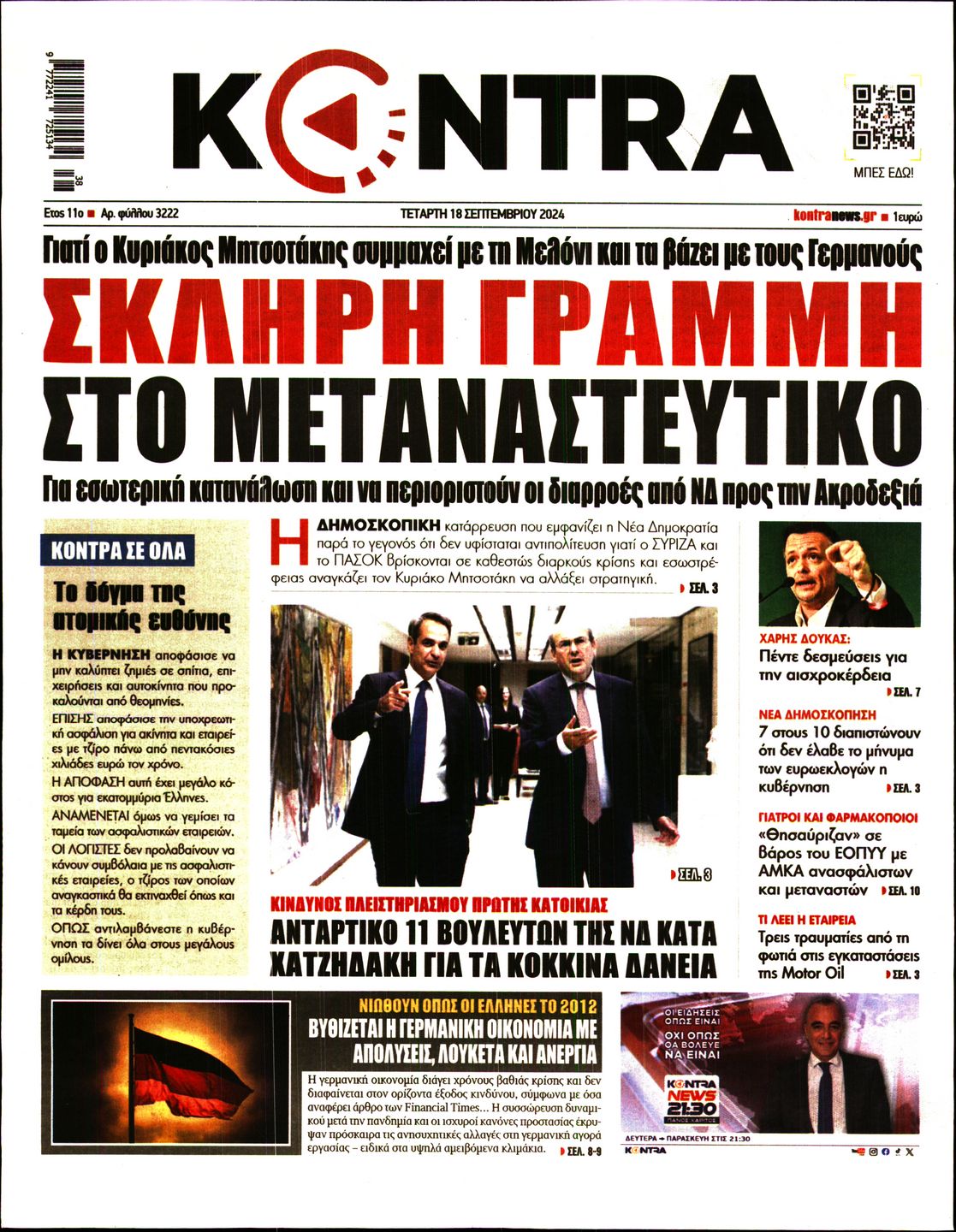 Πρωτοσέλιδο εφημερίδας KONTRA NEWS