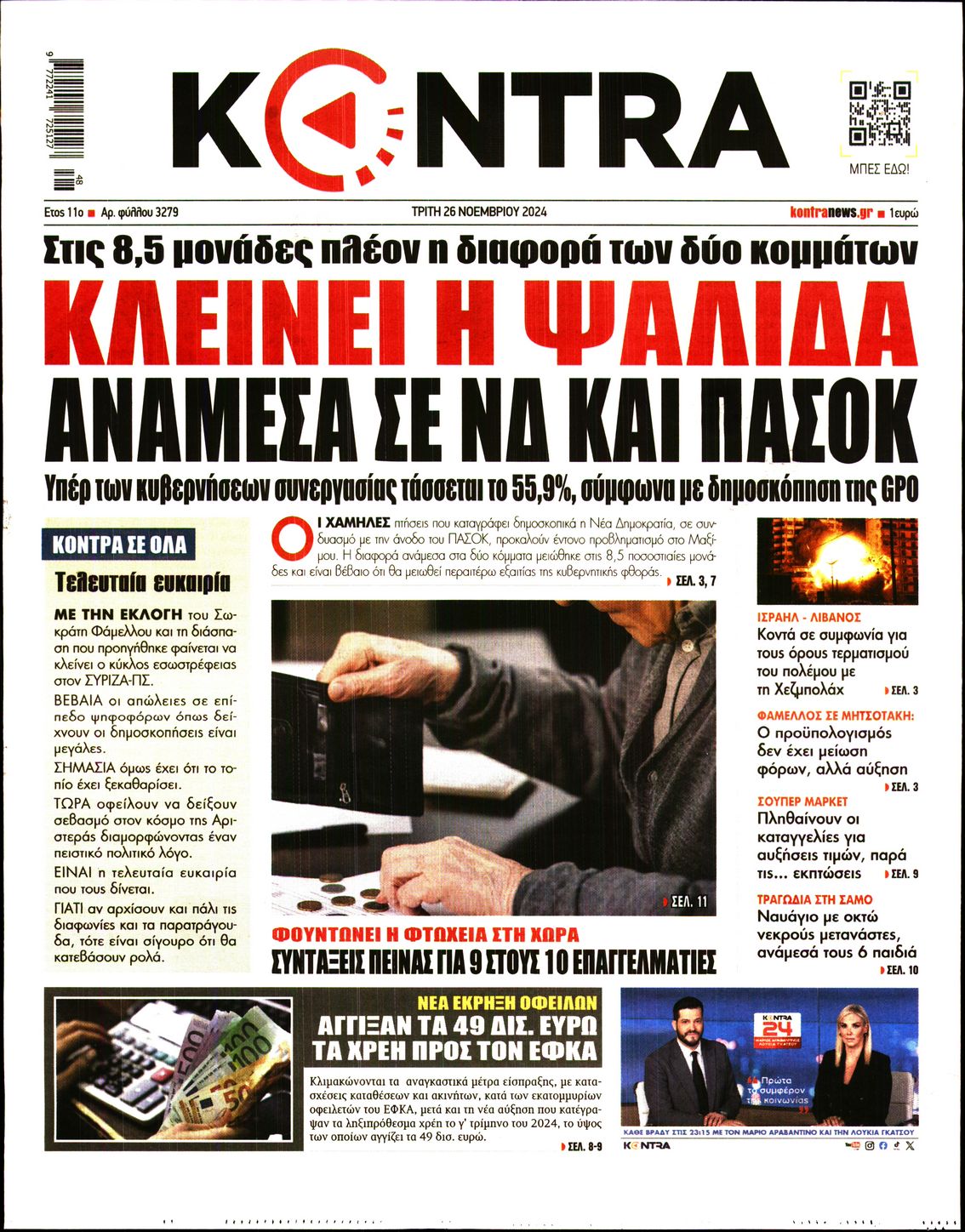 Πρωτοσέλιδο εφημερίδας KONTRA NEWS