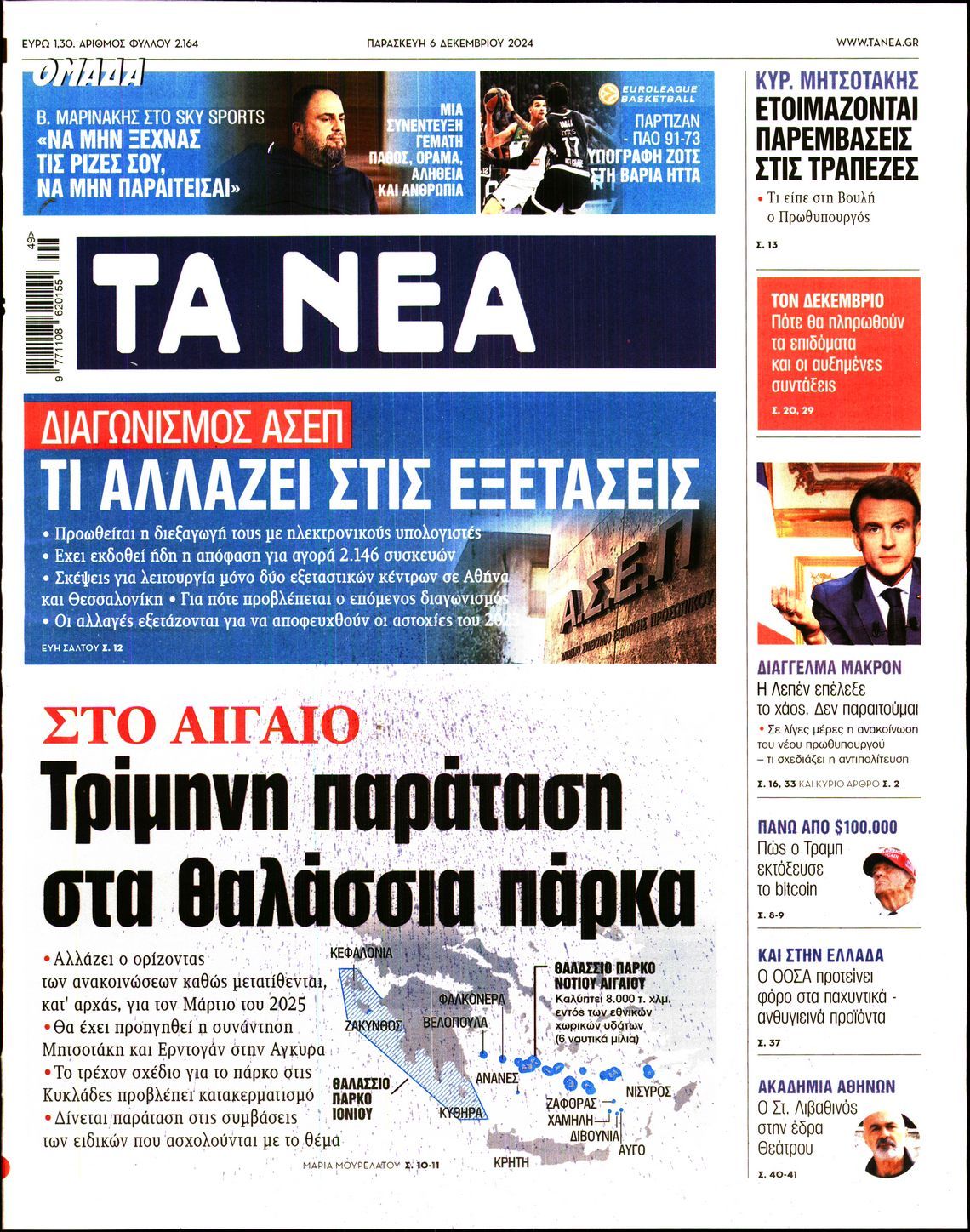 Πρωτοσέλιδο εφημερίδας ΤΑ ΝΕΑ