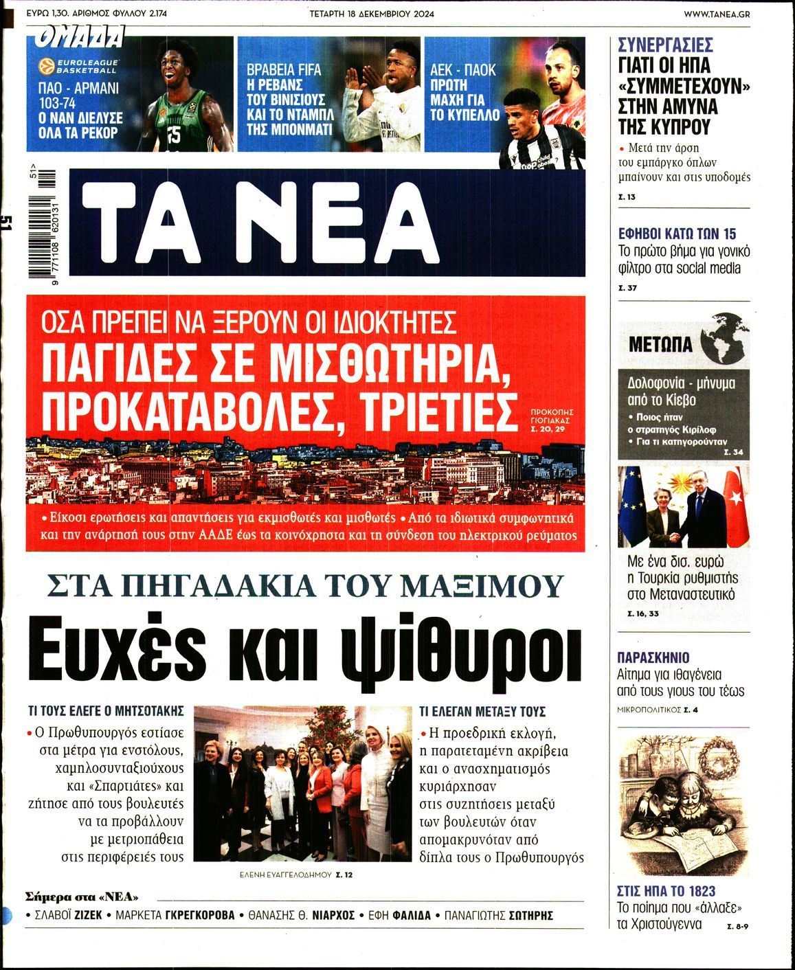 Πρωτοσέλιδο εφημερίδας ΤΑ ΝΕΑ