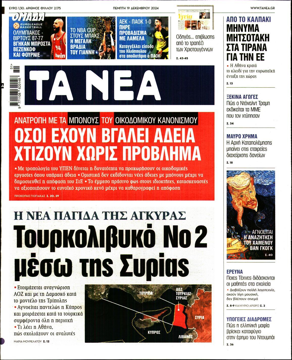 Πρωτοσέλιδο εφημερίδας ΤΑ ΝΕΑ