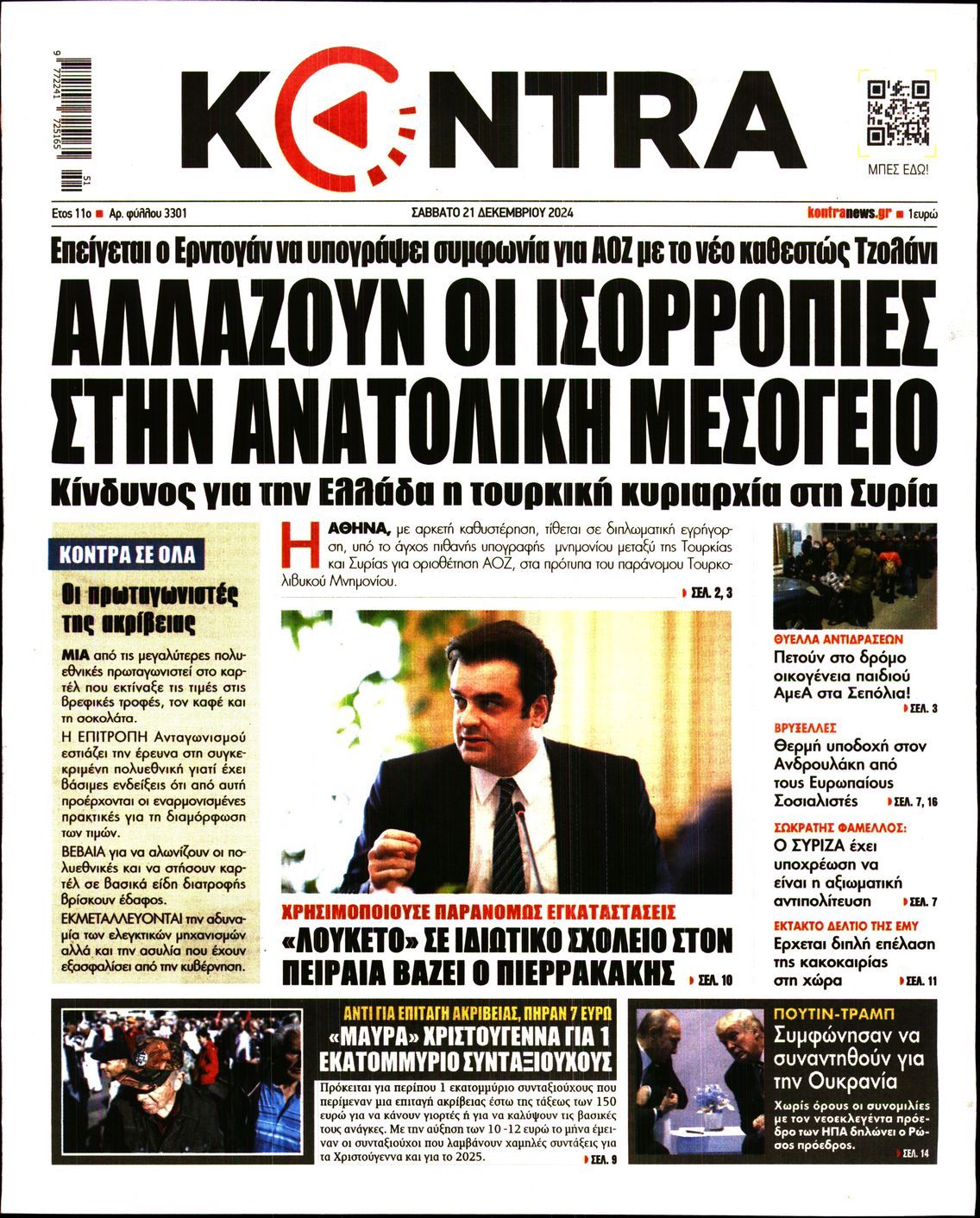 Πρωτοσέλιδο εφημερίδας KONTRA NEWS