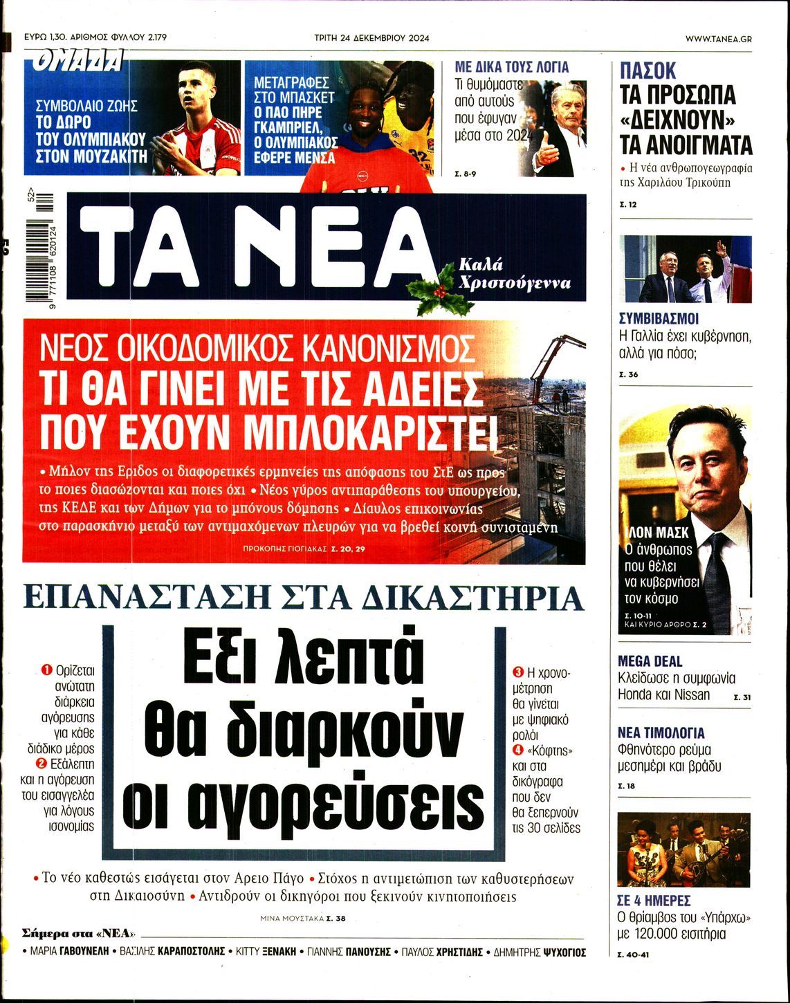 Πρωτοσέλιδο εφημερίδας ΤΑ ΝΕΑ