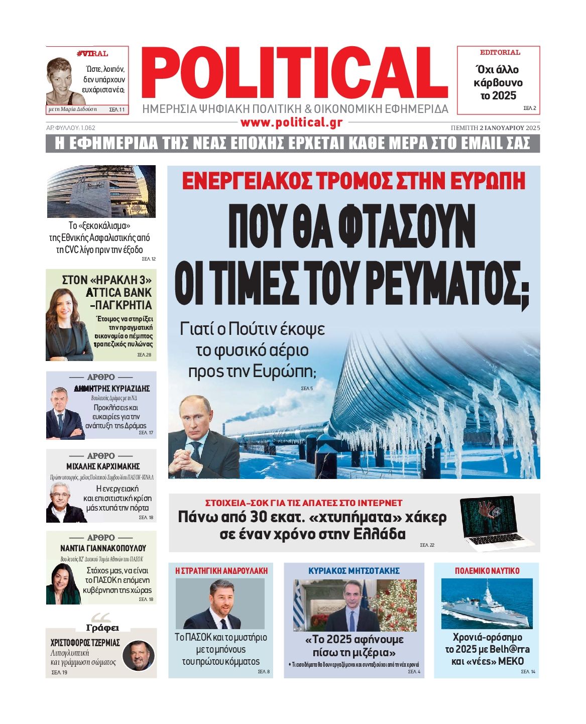 Πρωτοσέλιδο εφημερίδας POLITICAL