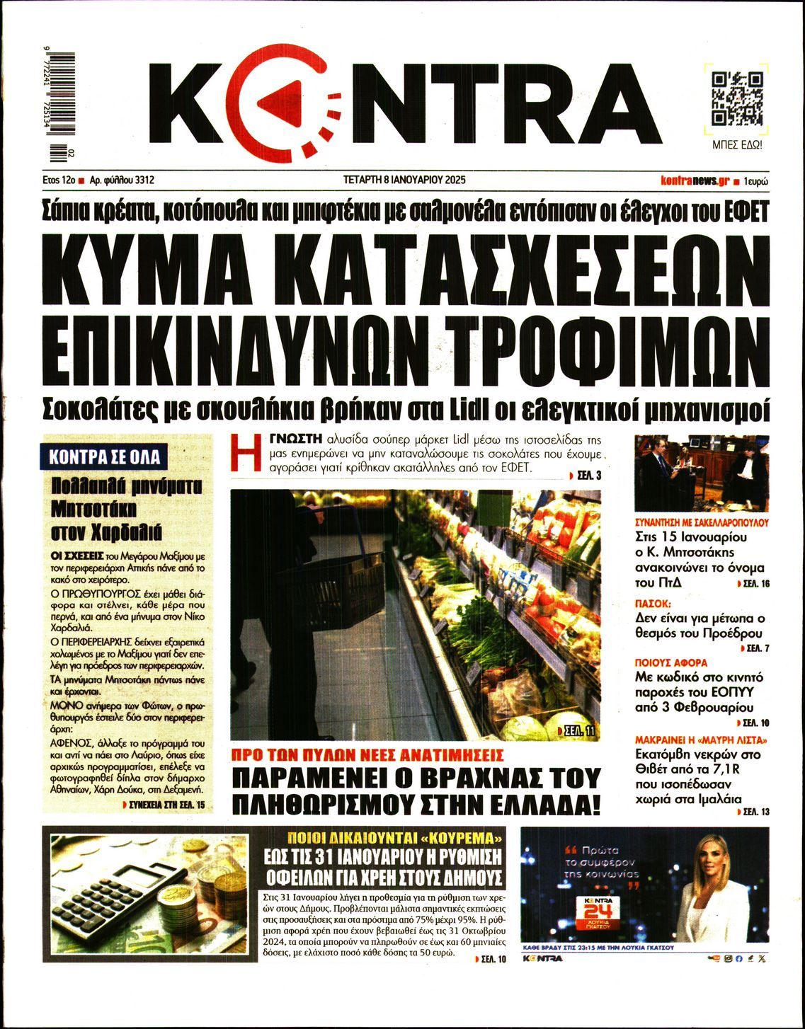 Πρωτοσέλιδο εφημερίδας KONTRA NEWS