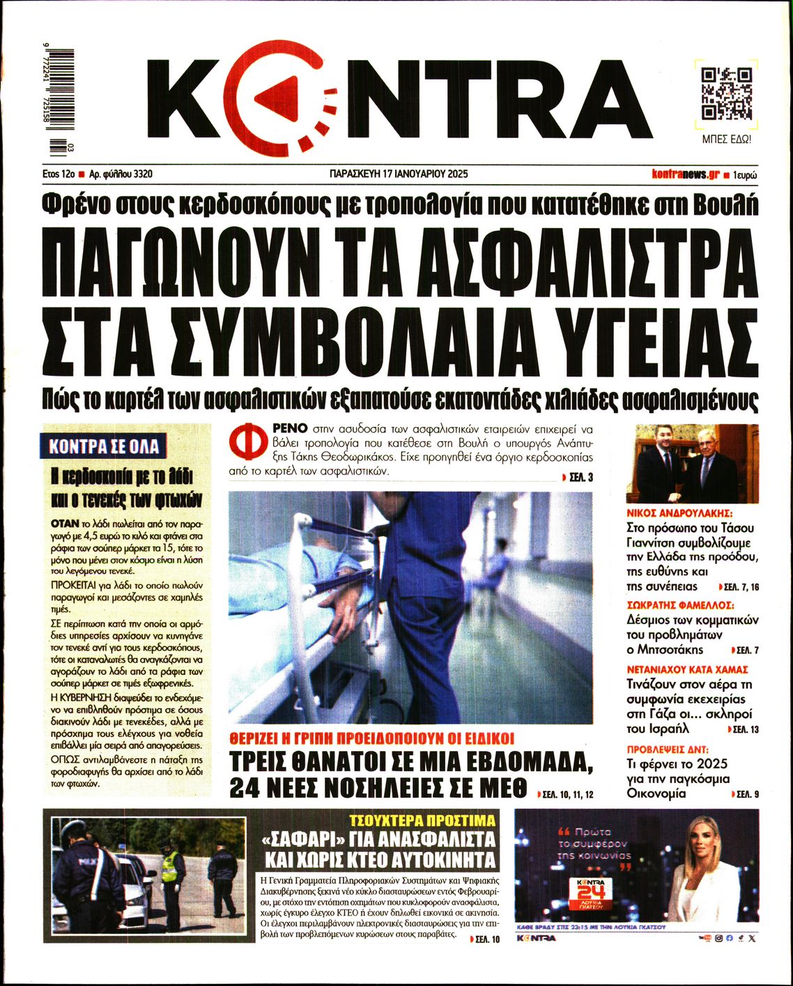 Πρωτοσέλιδο εφημερίδας KONTRA NEWS