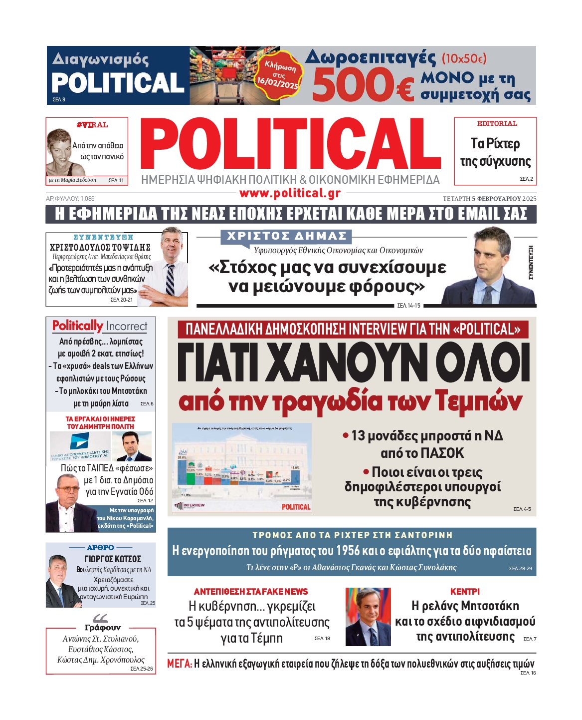 Πρωτοσέλιδο εφημερίδας POLITICAL