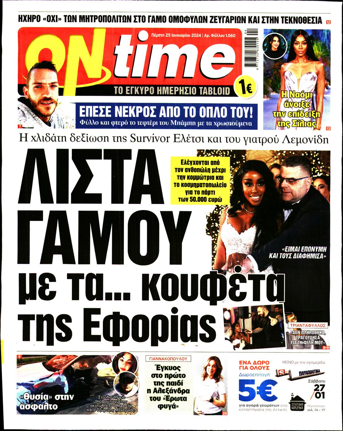 Πρωτοσέλιδο εφημερίδας ON TIME